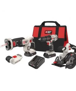 Cheapest 🌟 PORTER-CABLE Power Tool Combo Kits 4-Tool 20-Volt Max Power Tool Combo Kit with Soft Case (2-Batteries Included and Charger Included) 🎁