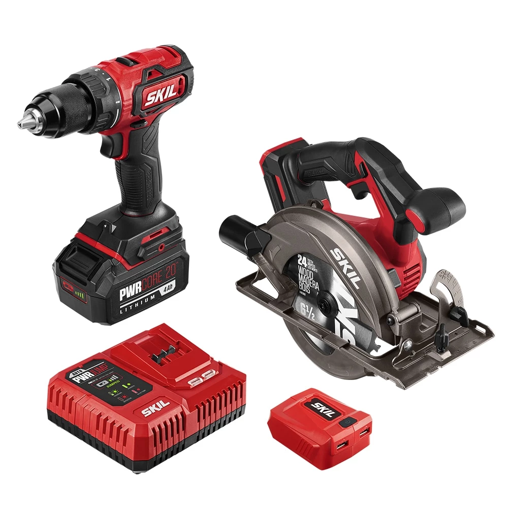 Outlet π SKIL Power Tool Combo Kits PWR CORE 20 2-Tool 20-Volt Brushless Power Tool Combo Kit Case (1-Battery Included and Charger Included) π