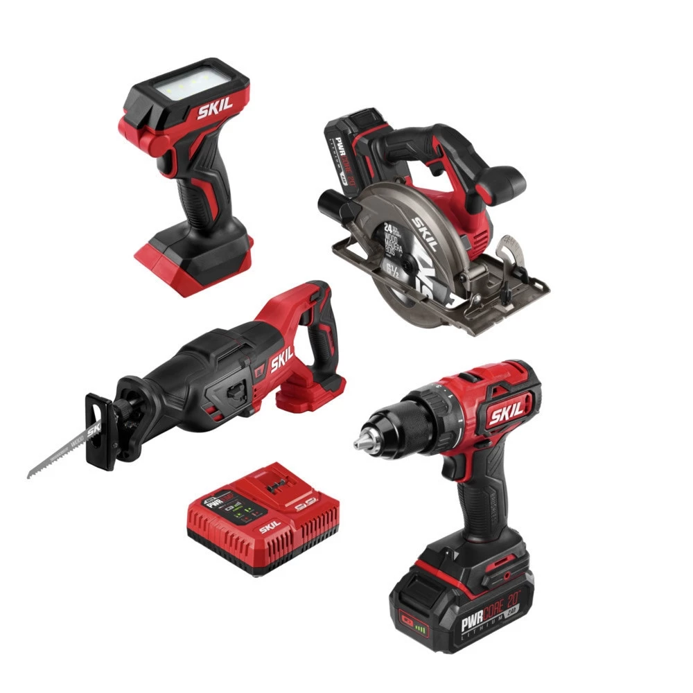 Best deal π₯ SKIL Power Tool Combo Kits PWR CORE 20 4-Tool 20-Volt Brushless Power Tool Combo Kit Case (2-Batteries Included and Charger Included) π