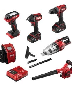 Deals ⭐ SKIL Power Tool Combo Kits PWR CORE 20 6-Tool 20-Volt Brushless Power Tool Combo Kit Case (2-Batteries Included and Charger Included) ⭐