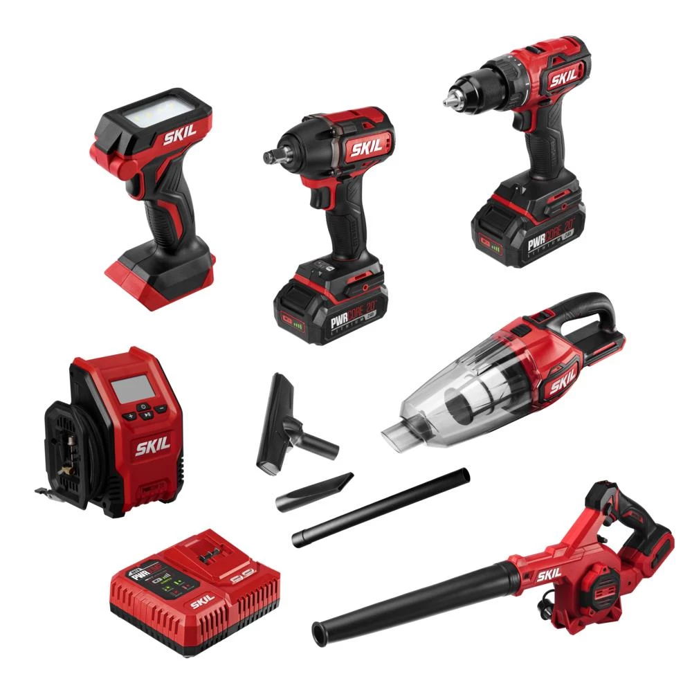 Deals β SKIL Power Tool Combo Kits PWR CORE 20 6-Tool 20-Volt Brushless Power Tool Combo Kit Case (2-Batteries Included and Charger Included) β