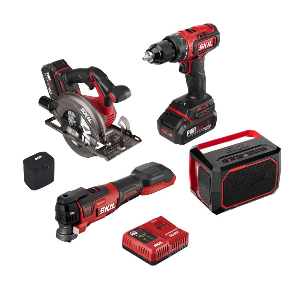 Brand new π€© SKIL Power Tool Combo Kits PWR CORE 20 4-Tool 20-Volt Brushless Power Tool Combo Kit Case (2-Batteries Included and Charger Included) β